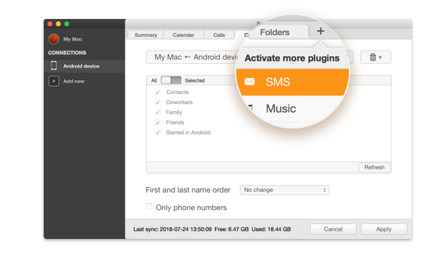 how to sync android with mac on message